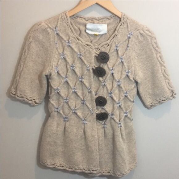 Anthropologie Leifsdottir Tan Big Button Cardigan - Picture 3 of 10